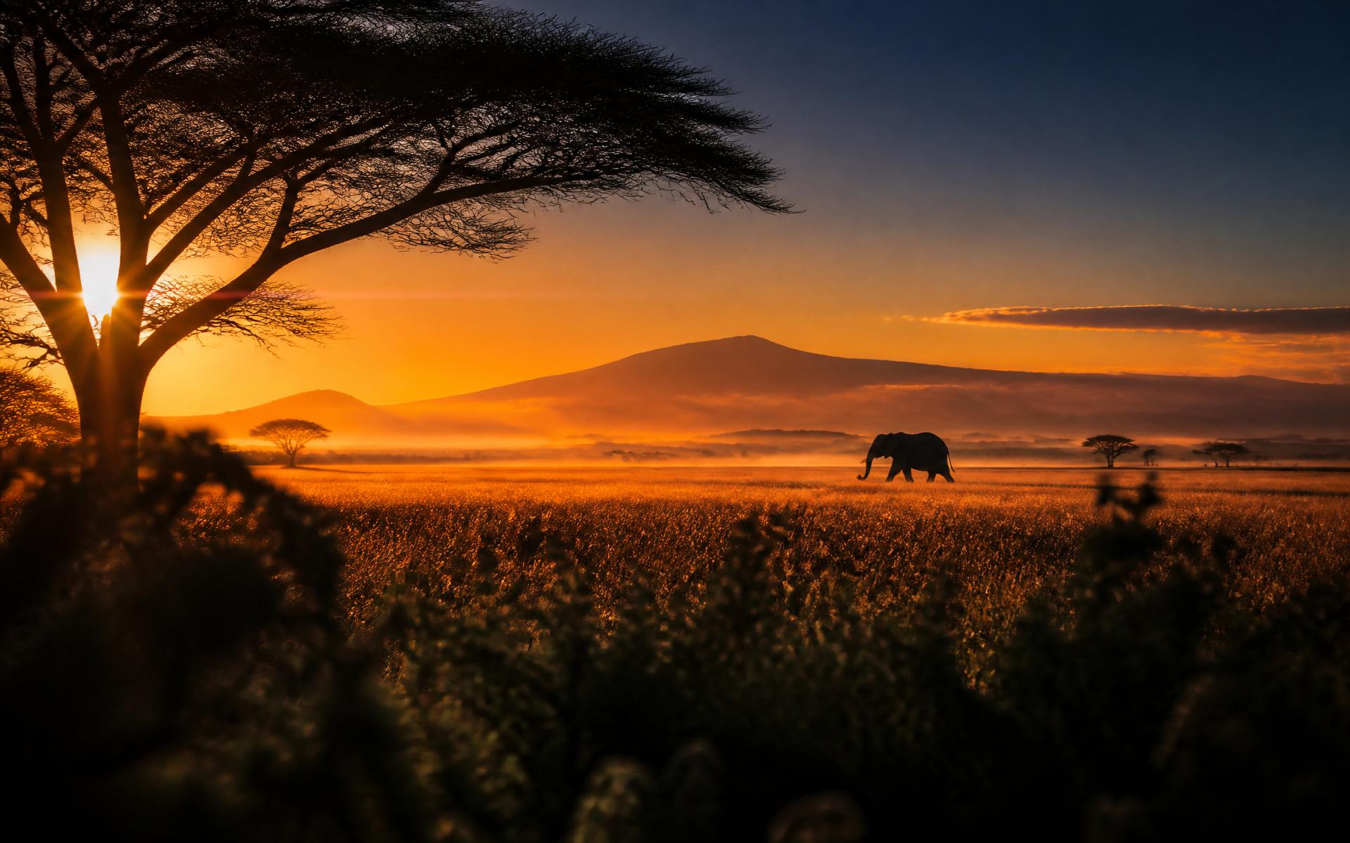 East African savanna at golden hour
